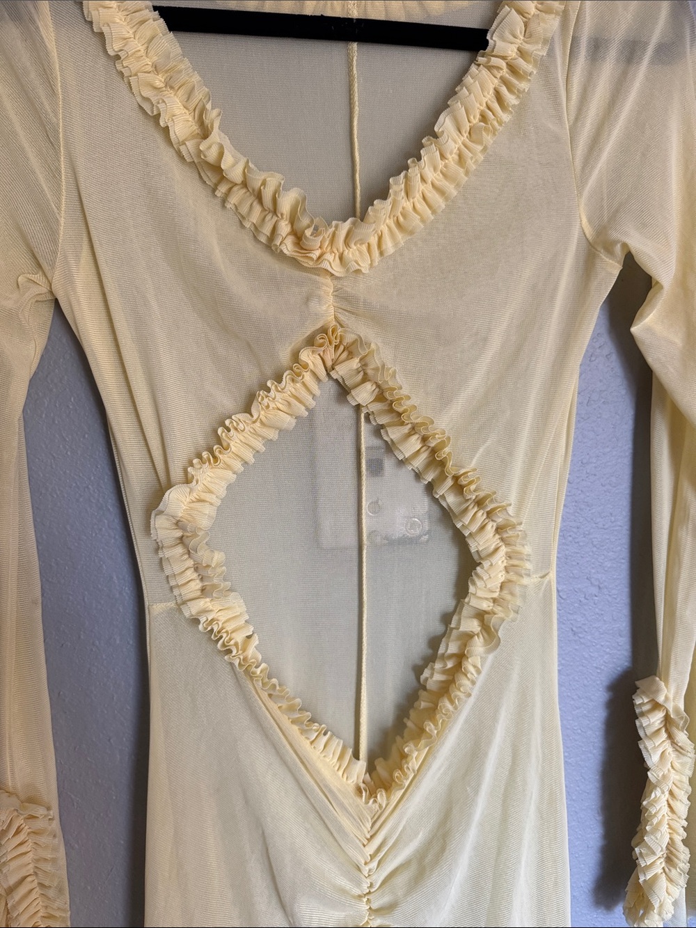 Yellow High-Low Ruffle Trim Maxi Dress - Picture 5 of 7